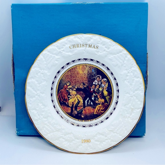 Coalport Other - Vtg Coalport Fine Bone China CHRISTMAS 1980 Collector Plate Blind Man's Buff Box